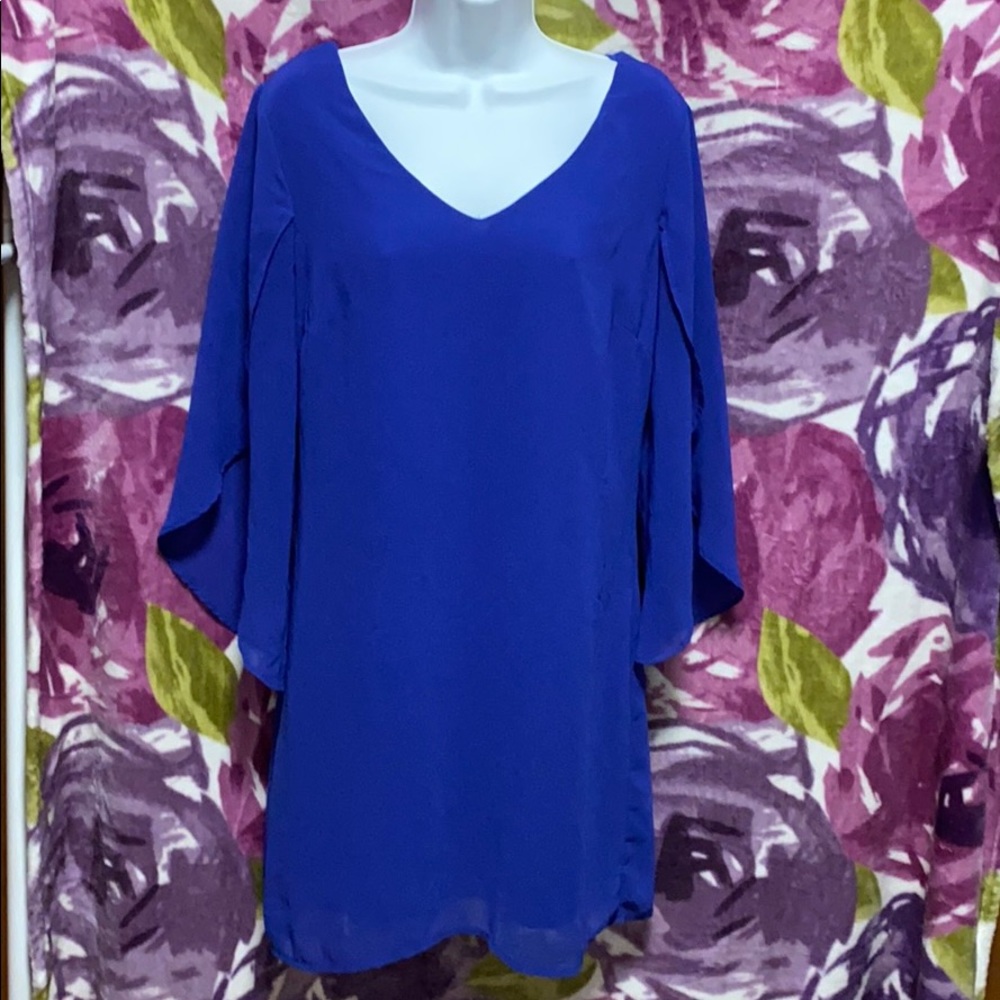 A Navy Blue Luxology Long Sleeve Dress
